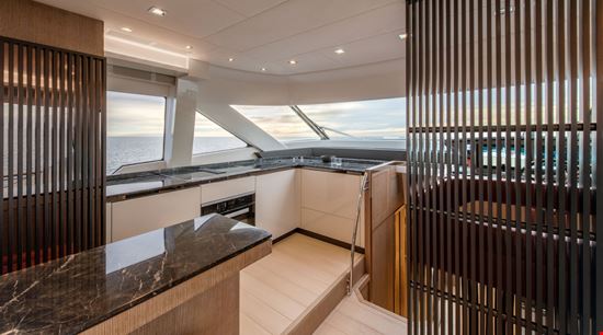 MCY 70 galley and pilothouse
